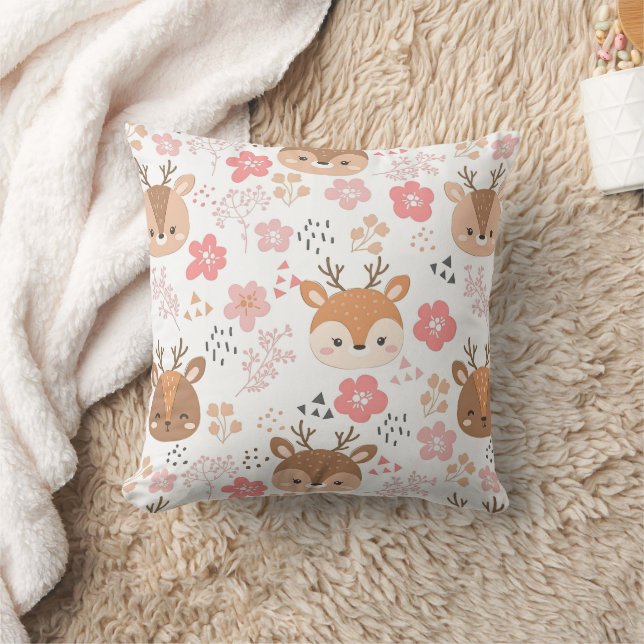 Cojín Decorativo Cute Woodland Hedgehog y Flores (Manta)