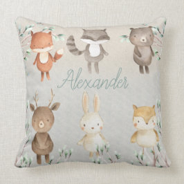 Cojín Decorativo Cute Woodland Scene Watercolor Forest Animals