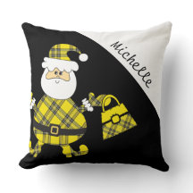 Cute Yellow Tartan Santa con cartera