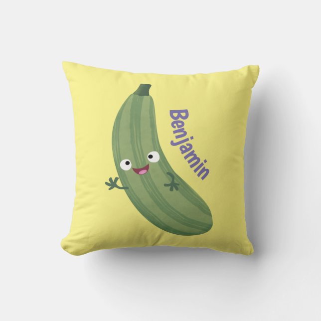 Cojín Decorativo Cute zucchini feliz personalizado ilustracion (Anverso)