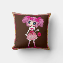 Cojín Decorativo CutePPretty Girly PinkyP Chica rosa de Kawaii por