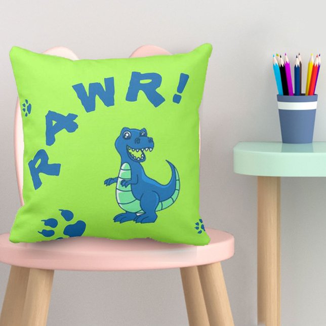 Cojín Decorativo Cuto | Azul verde | Dinosaurio RAWR | Niños (Subido por el creador)