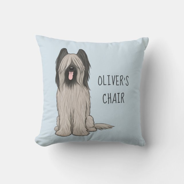 Cojín Decorativo Cuto Briard con texto Personalizado (Anverso)