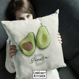 Cojín Decorativo Cuto Cottagecore Crochet Aguacate Monograma