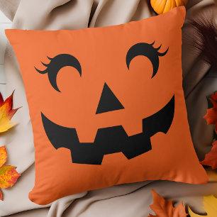 Cojín Decorativo Cuto Halloween Jack O'Lantern Pumpkin Face Naranja