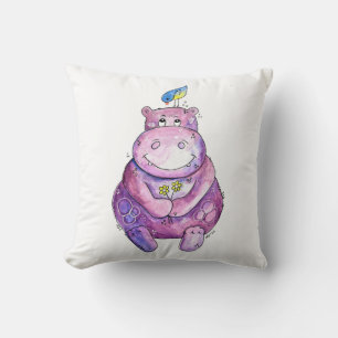 Cojín Decorativo Cuto Whimsical Purple Hippo