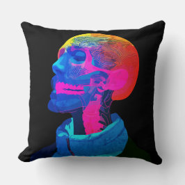 Cojín Decorativo Cyber Skull - Arte de anatomía futurista