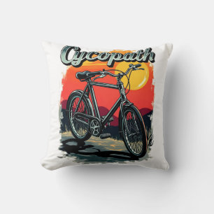 Cojín Decorativo Cycopath: diseño de bicicleta de puesta de sol