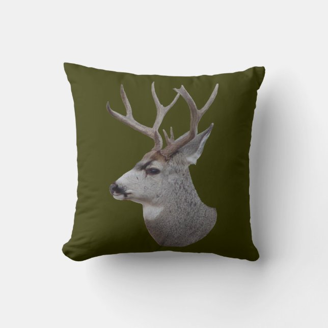 Cojín Decorativo D27 Mule Deer Buck Head (Anverso)
