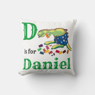 Cojín Decorativo D es para Daniel bebé niño 