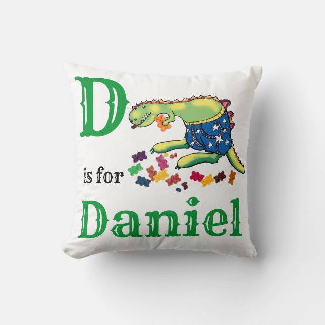 Cojín Decorativo D es para Daniel bebé niño  (Anverso)