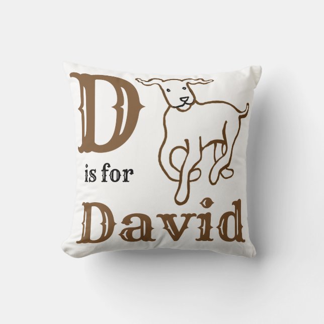 Cojín Decorativo D es para David bebé niño  (Anverso)
