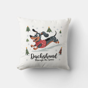 Cojín Decorativo Dachshund a través de la nieve