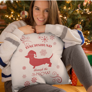 Cojín Decorativo Dachshund a través de la nieve