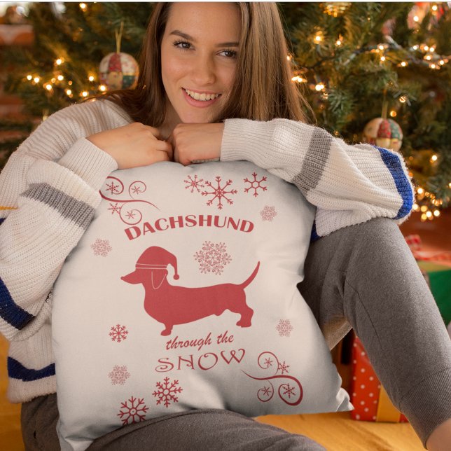 Cojín Decorativo Dachshund a través de la nieve (Dachshund Through the Snow Pillow)