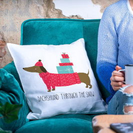 Cojín Decorativo Dachshund A Través De La Nieve Navidades De La Div