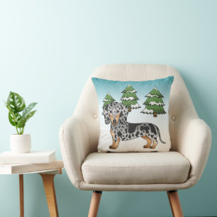 Cojín Decorativo Dachshund de pelo corto manchado negro y bronceado