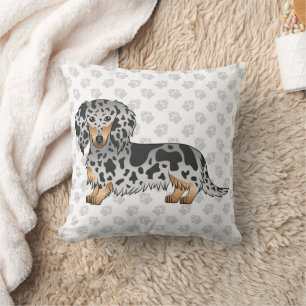 Cojín Decorativo Dachshund de pelo largo y manchas negras y canela