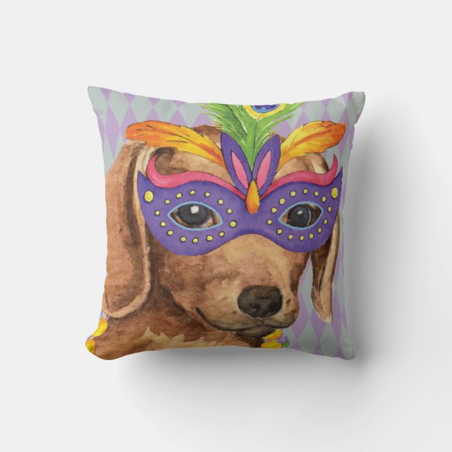 Cojín Decorativo Dachshund del carnaval (Anverso)