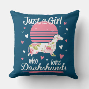 Cojín Decorativo Dachshund Design, sólo un Chica que ama a Dachshun