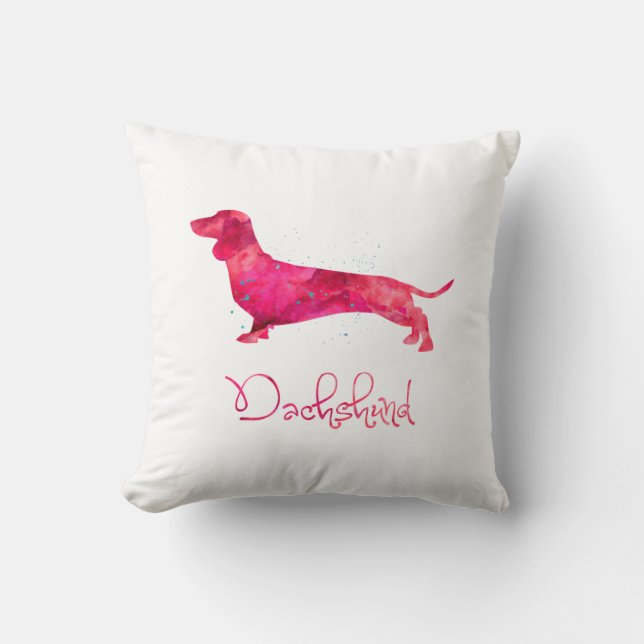 Cojín Decorativo Dachshund - Diseño acuarela (Anverso)