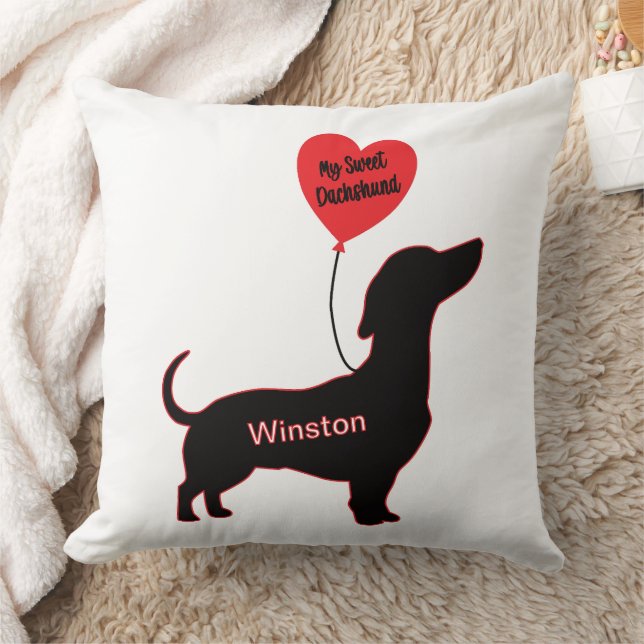 Cojín Decorativo Dachshund dulce: Globo cardíaco (Manta)