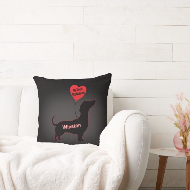 Cojín Decorativo Dachshund dulce: Globo cardíaco (Sofá)