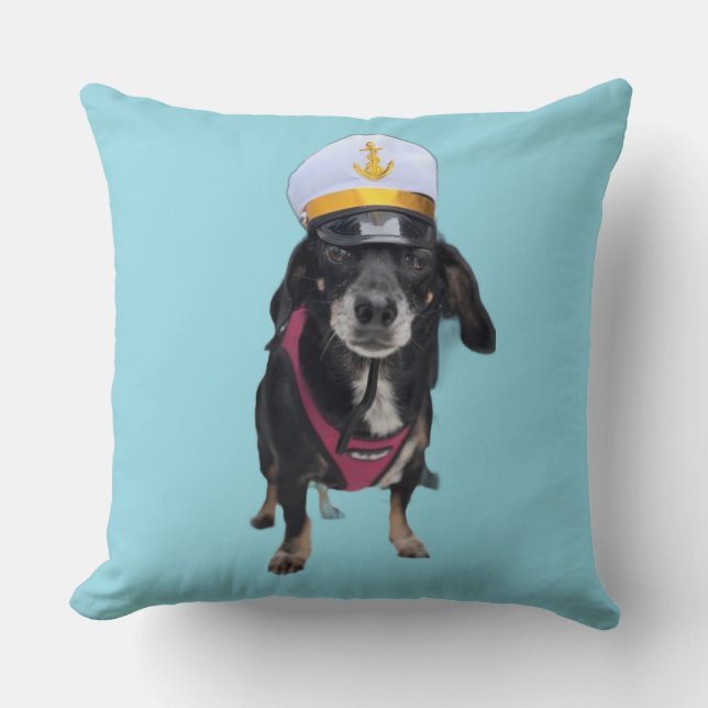 Cojín Decorativo Dachshund el marinero (Anverso)