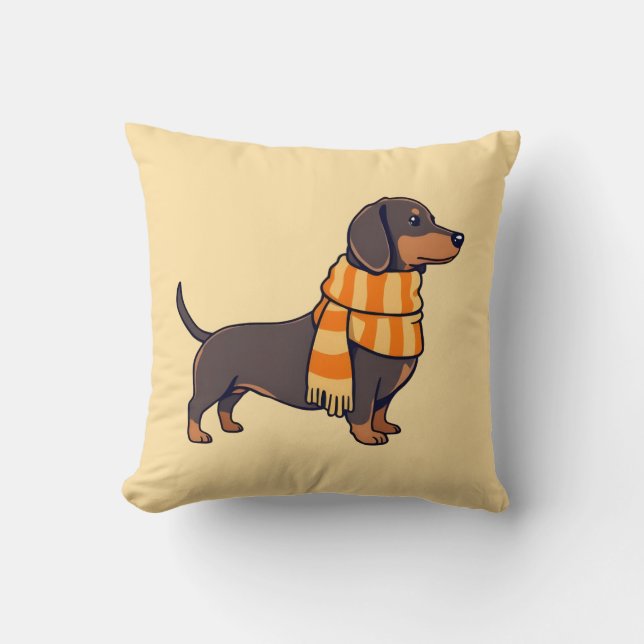 Cojín Decorativo Dachshund en invierno (Anverso)