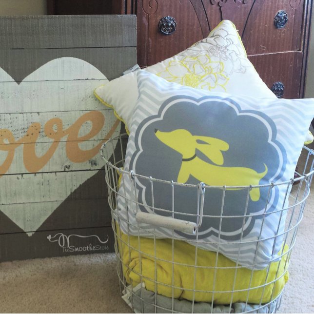 Cojín Decorativo Dachshund Enfermera temática Género amarillo Neutr (Yellow dachshund cushion)