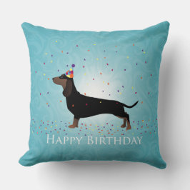 Cojín Decorativo Dachshund Feliz cumpleaños
