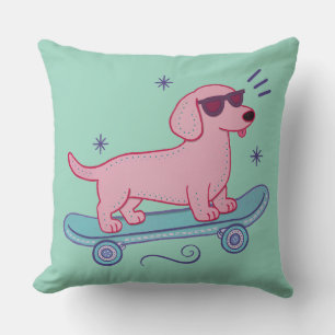 Cojín Decorativo Dachshund Genial Patinando Arte Divertido de Per