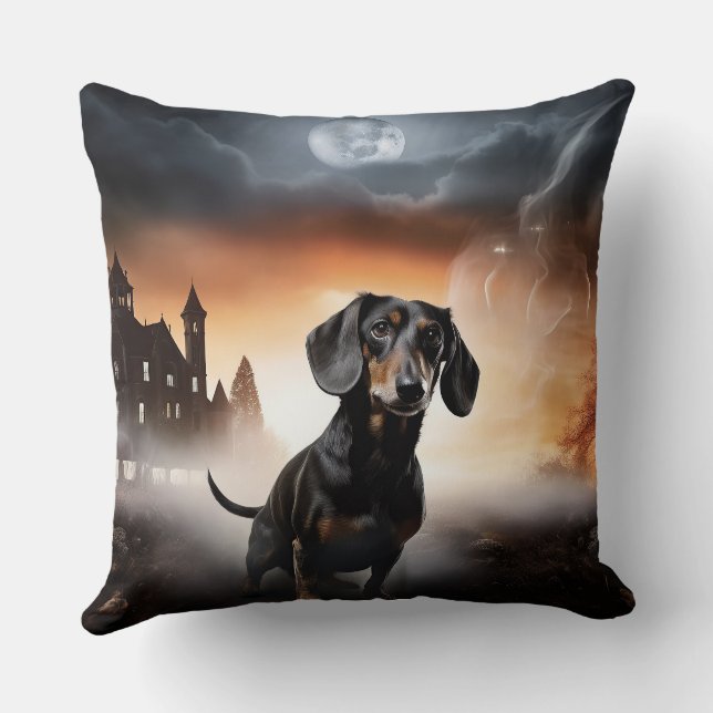Cojín Decorativo Dachshund Halloween Espeluznante (Reverso )