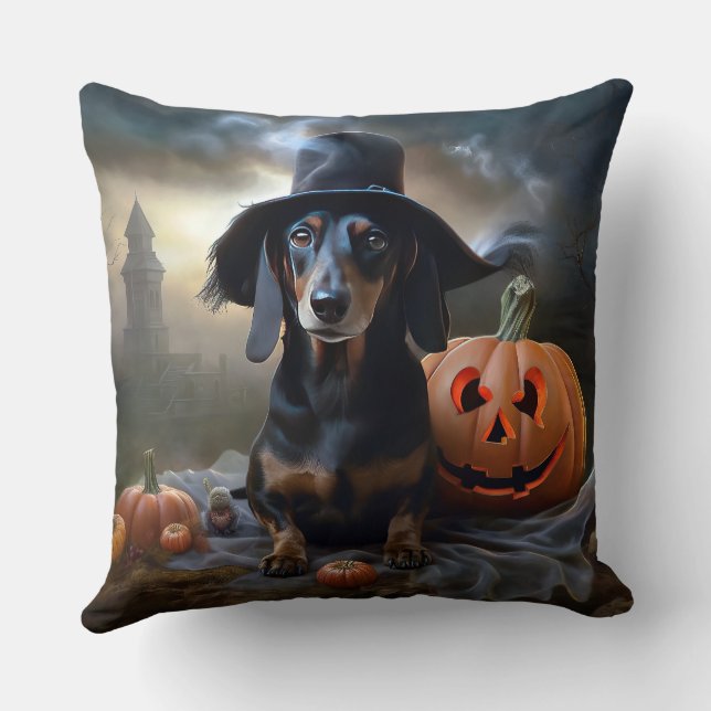 Cojín Decorativo Dachshund Halloween Scary (Reverso )