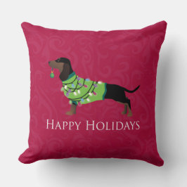 Cojín Decorativo Dachshund Happy Holidays Design