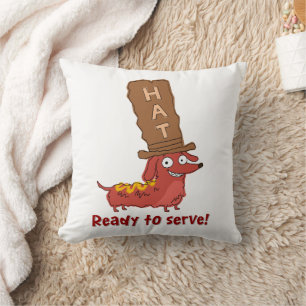 Cojín Decorativo Dachshund Hot Dog Juego de Palabras