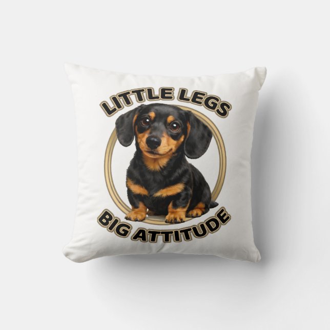 Cojín Decorativo Dachshund little legs big attitude (Anverso)