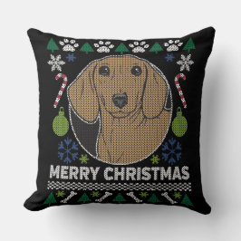 Cojín Decorativo Dachshund Navidades feos Sweater Dog Design