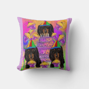 Cojín Decorativo Dachshund negro de pelo largo