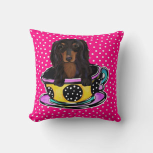 Cojín Decorativo Dachshund negro de pelo largo