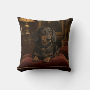 Cojín Decorativo Dachshund negro de peluche en lujo
