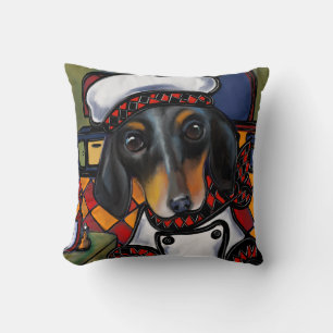 Cojín Decorativo Dachshund negro y bronce   