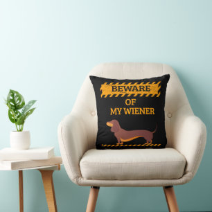 Cojín Decorativo Dachshund Perro gracioso Cuidado con mi viejero