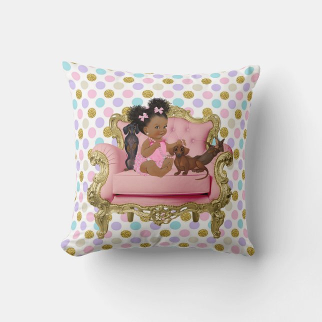 Cojín Decorativo Dachshund Pillow, bebé afroamericano (Anverso)