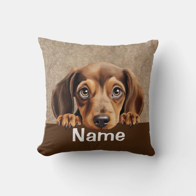 Cojín Decorativo Dachshund Puppy Dog Mascota (Anverso)