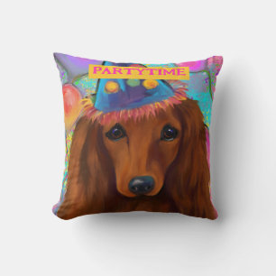COJÍN DECORATIVO DACHSHUND ROJO           