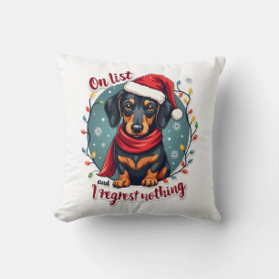 Cojín Decorativo Dachshund Santa En La Lista De Traviesos Dachshund