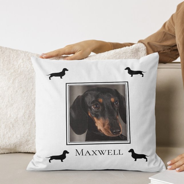 Cojín Decorativo Dachshund Silhouette tu foto personalizada (Subido por el creador)