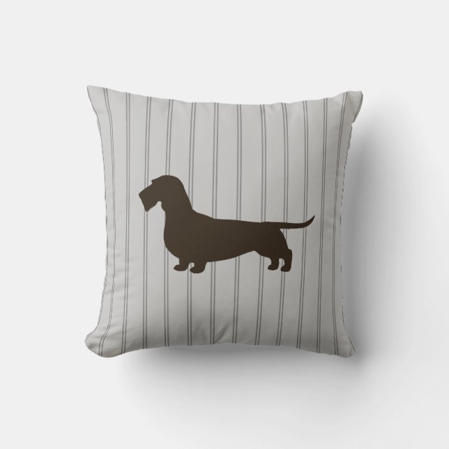 Cojín Decorativo Dachshund Silhouette (Wire Haired Doxie) (Anverso)