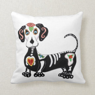 Cojín Decorativo Dachshund Sugar Skull